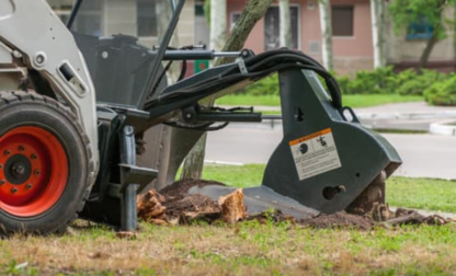 skid steer stump grinder attachment on 3